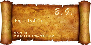 Bogi Iván névjegykártya